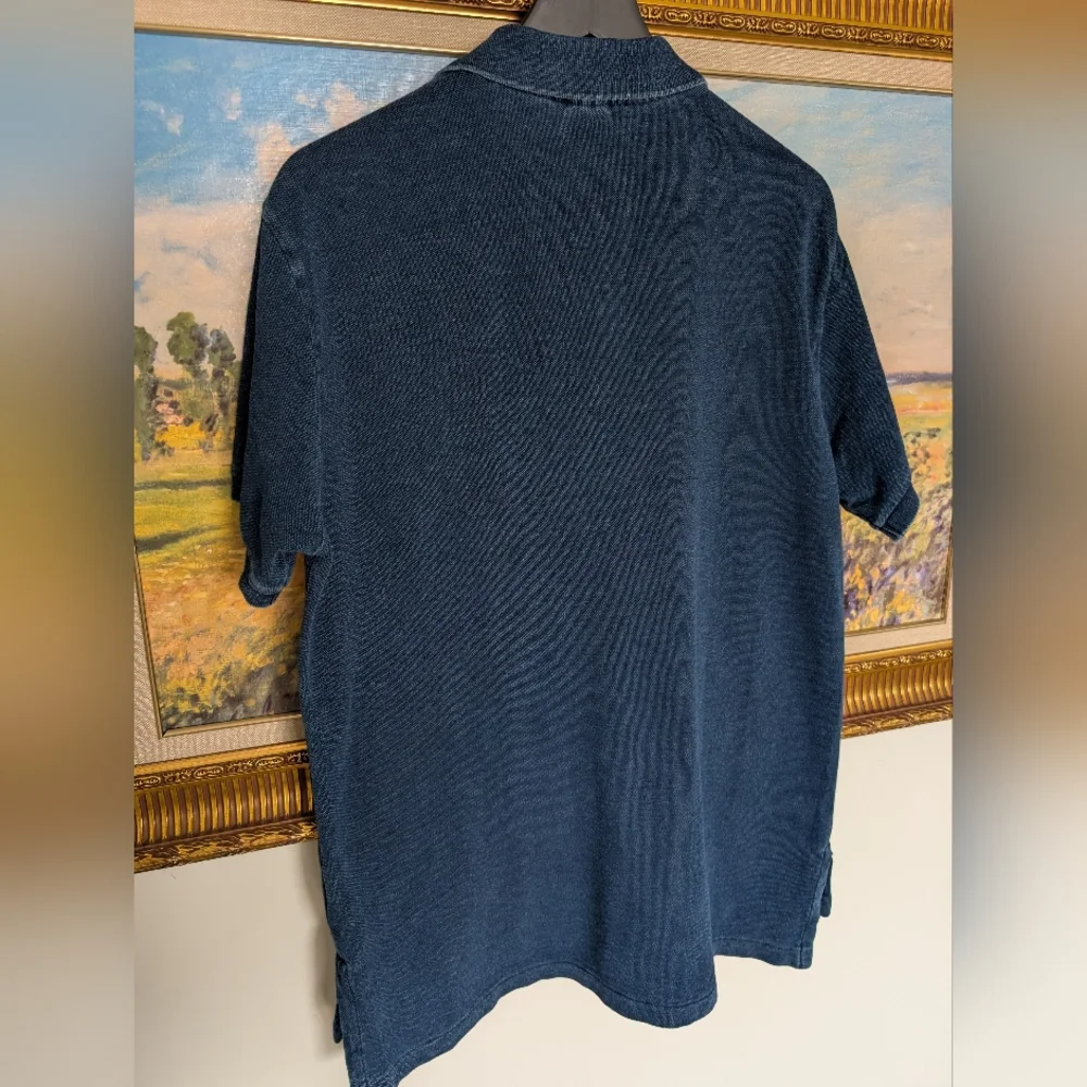 Ralph Lauren Denim Knit Textured Navy Short-Sleeve Polo